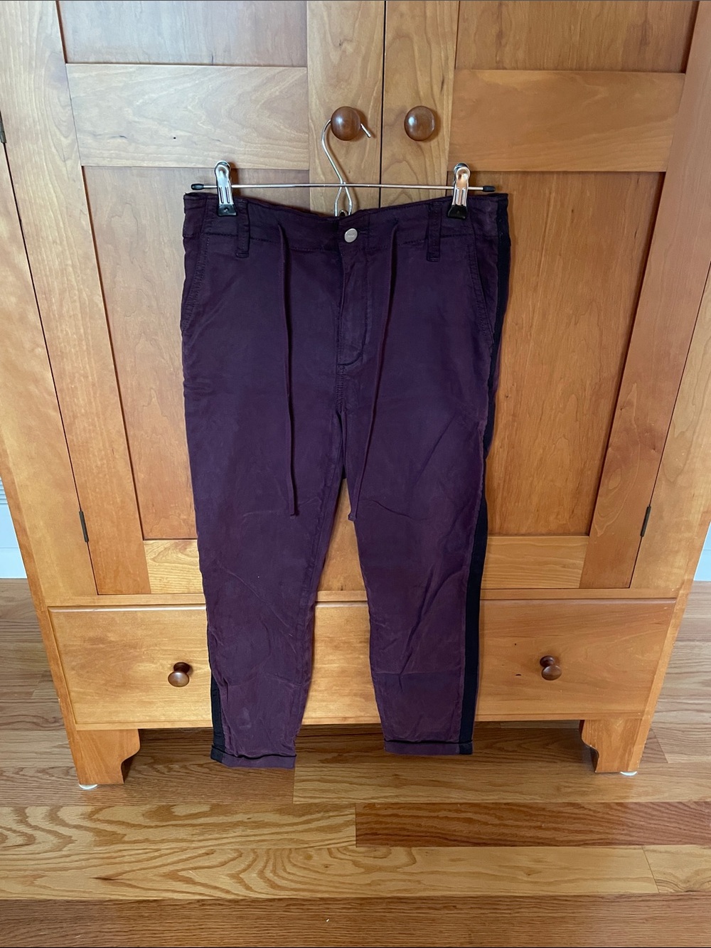PAIGE Burgundy Capris with BurgundySide Stripe